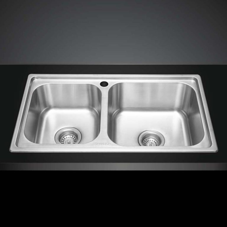 Chậu rửa bát inox MALLOCA MS 2076EP dương bàn 2 hố