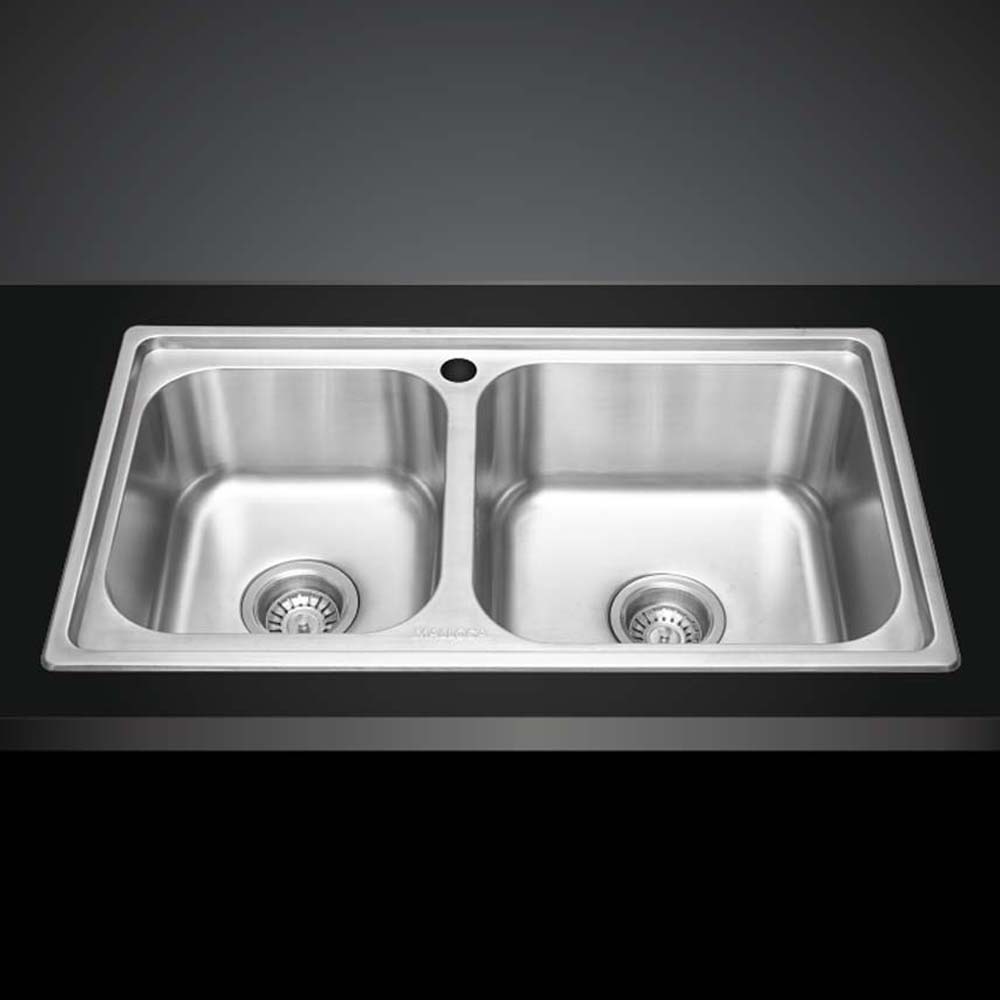 Chậu rửa bát inox MALLOCA MS 2076EP dương bàn 2 hố