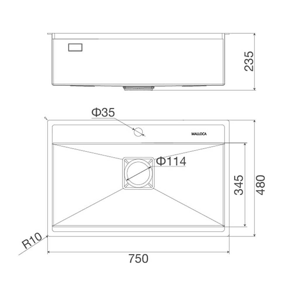 Chậu rửa bát inox MALLOCA MS 6302 ST âm bàn 1 hố (1)