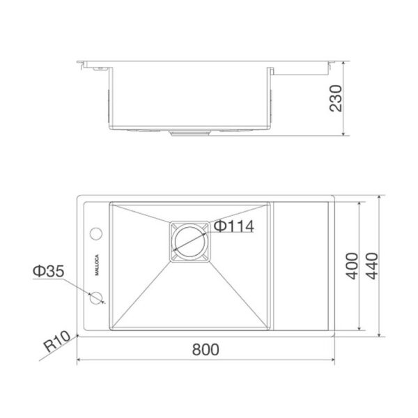 Chậu rửa bát inox MALLOCA MS 6303 WST âm bàn 1 hố (1)