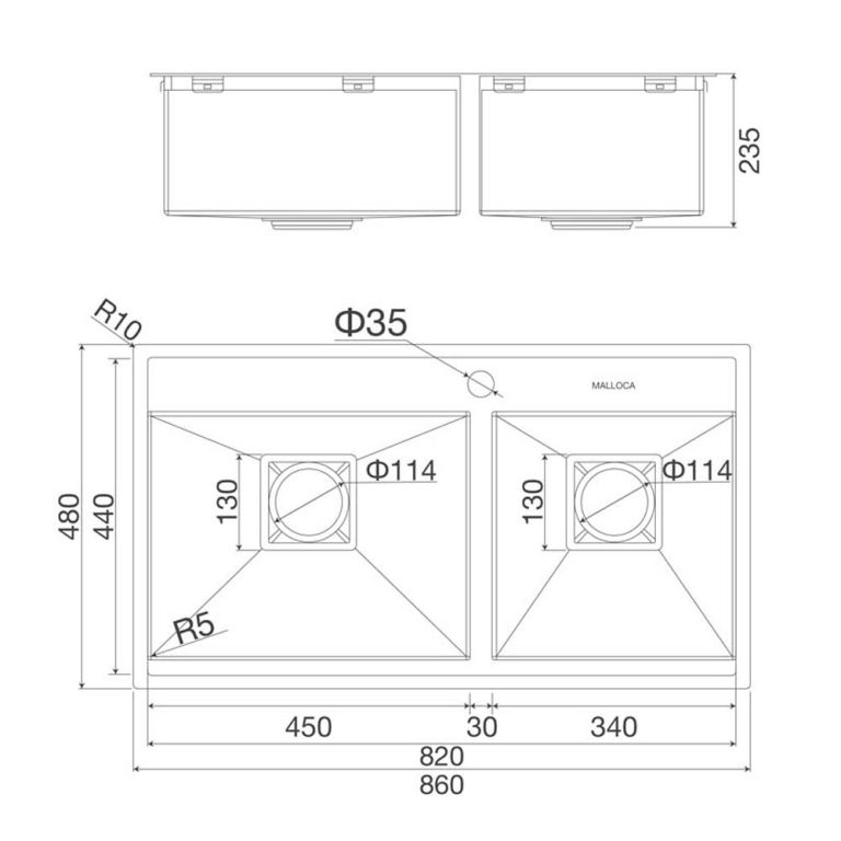 Chậu rửa bát inox MALLOCA MS 6304 ST âm bàn 2 hố (1)