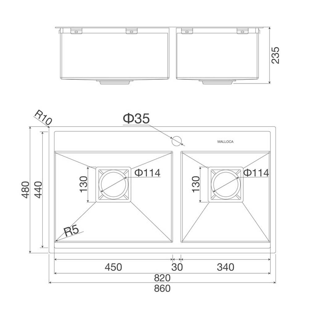 Chậu rửa bát inox MALLOCA MS 6304 ST âm bàn 2 hố (1)