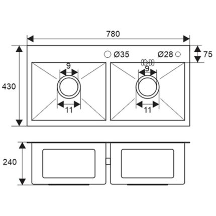 Chậu rửa bát inox SEVILLA SV-7843N1 2 hố dương bàn (1)