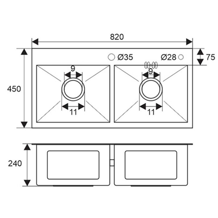 Chậu rửa bát inox SEVILLA SV-8245N1 2 hố dương bàn (1)