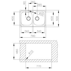 Chậu rửa bát inox TEKA UNIVERSE 80 T-XP 2B 2 hố