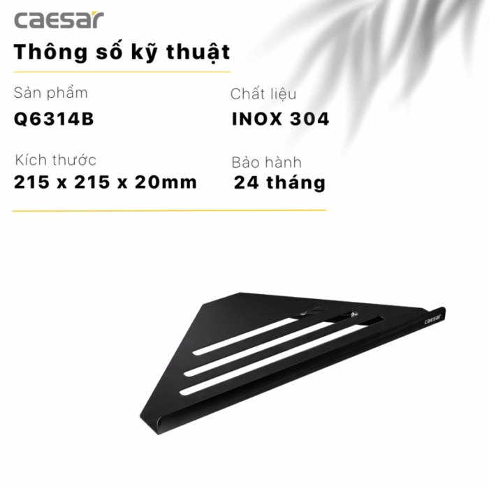 Kệ nhà tắm CAESAR Q6314B góc inox 1 tầng đen - Ảnh 3