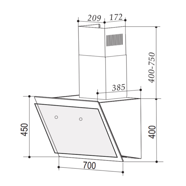 Máy hút mùi BAUER BCV70MSI 70 kính vát (1)
