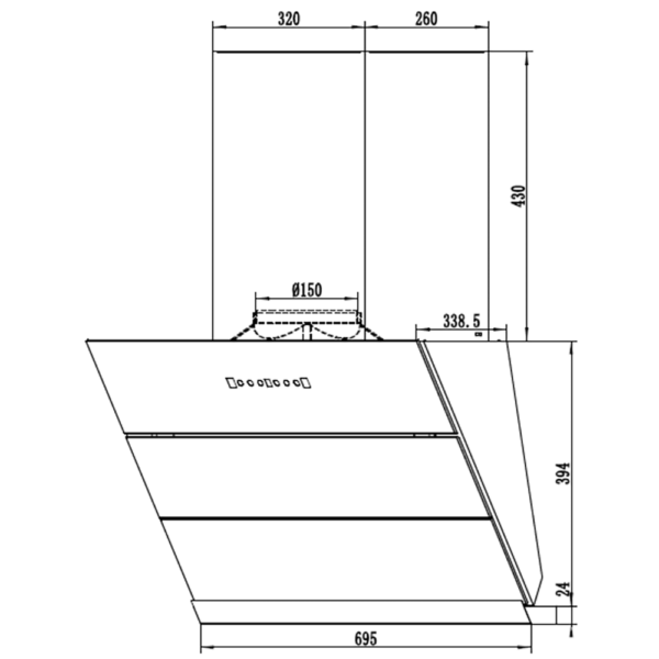 Máy hút mùi FANDI FD-SH70 FD-SH90 70cm 90cm kính vát
