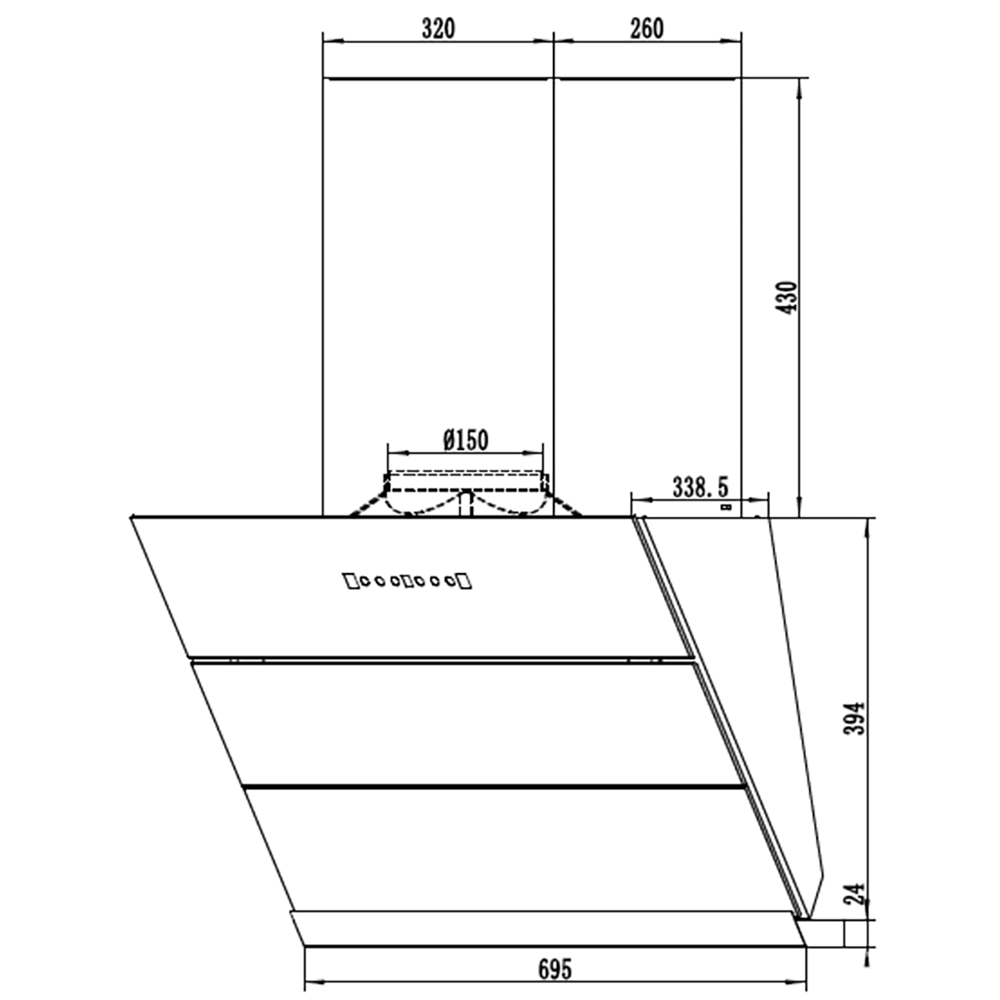 Máy hút mùi FANDI FD-SH70 FD-SH90 70cm 90cm kính vát