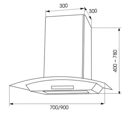Máy hút mùi FASTER FS 70 SMART 70cm kính cong (2) Bản vẽ kỹ thuật