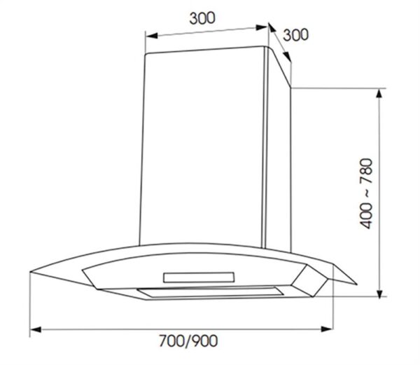 Máy hút mùi FASTER FS 70 SMART 70cm kính cong (2) Bản vẽ kỹ thuật
