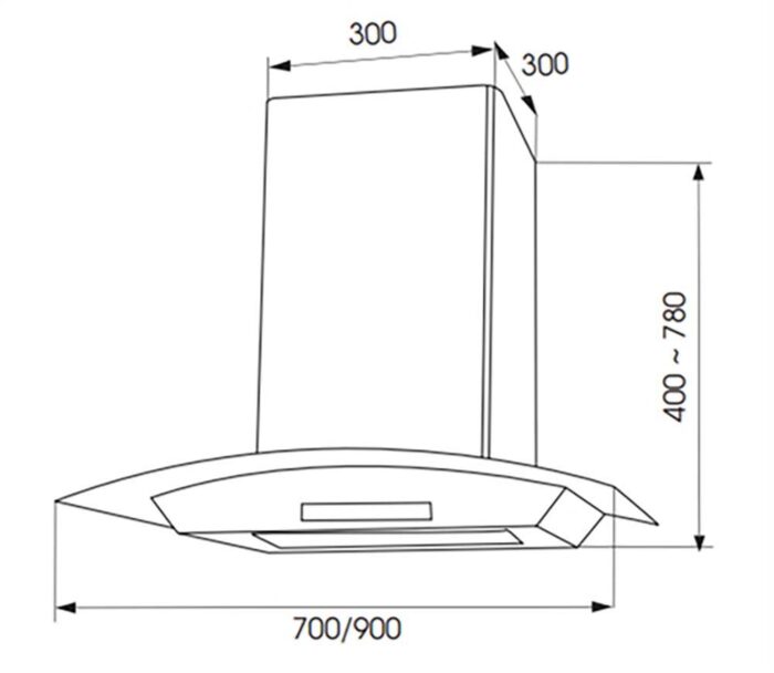 Máy hút mùi FASTER FS 70 SMART 70cm kính cong (2) Bản vẽ kỹ thuật