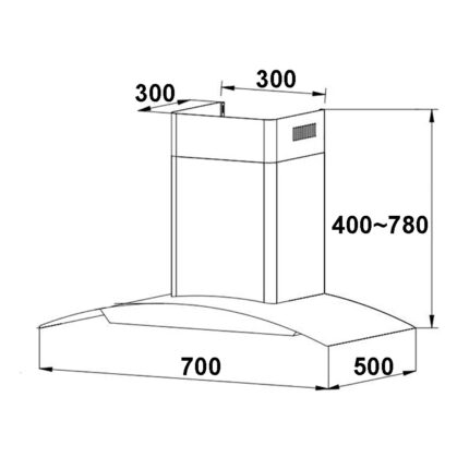 Máy hút mùi FASTER FS 8866 70S 70cm kính cong (2) Bản vẽ kỹ thuật