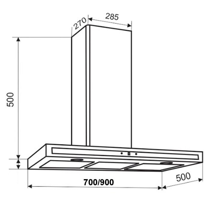 Máy hút mùi FASTER Quatrolux 70SB Quatrolux 90SB 70cm 90cm chữ t (2) Bản vẽ kỹ thuật