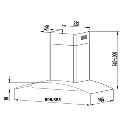 Máy hút mùi FEUER H38S 70cm 90cm kính cong (1)