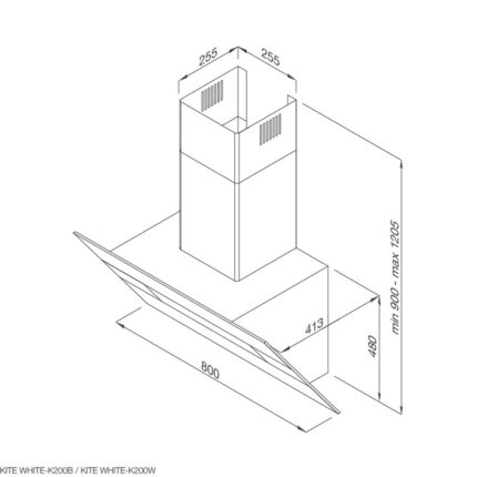Máy hút mùi MALLOCA KITE WHITE-K200W 80cm kính vát (1)