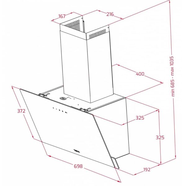 Máy hút mùi TEKA DVN 77050 TTC BK kính vát