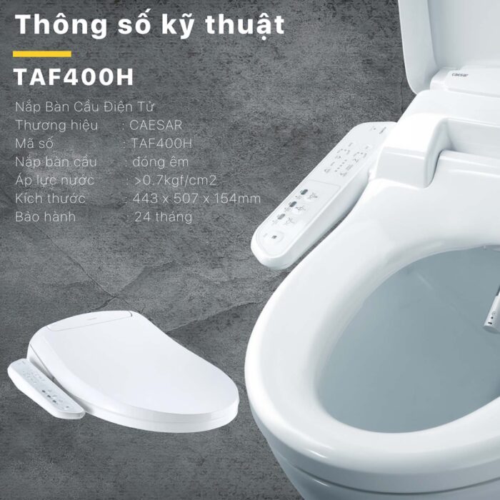 Bồn cầu thông minh CAESAR CD1320 TAF400H nắp rửa điện tử - Ảnh 4
