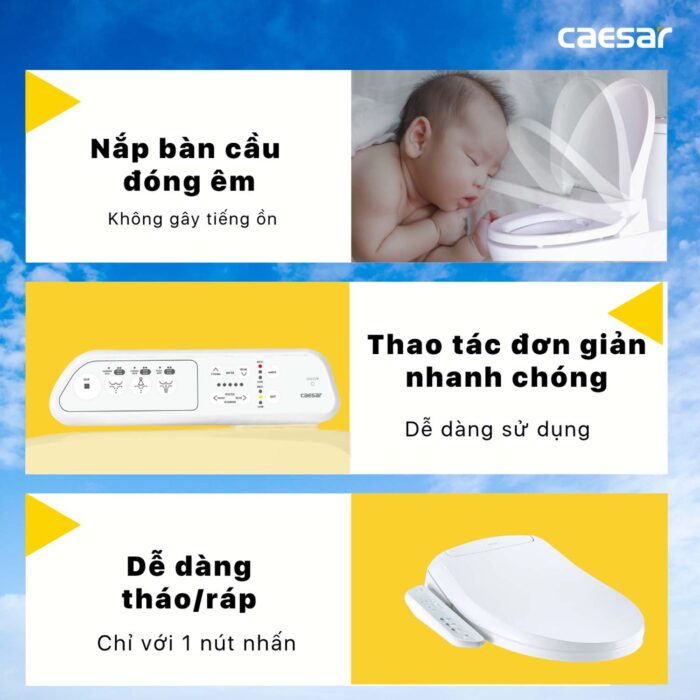 Bồn cầu thông minh CAESAR C1394F TAF400H (CD1394) nắp rửa điện tử - Ảnh 11