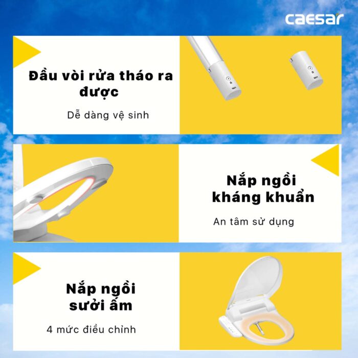 Bồn cầu thông minh CAESAR C1394F TAF400H (CD1394) nắp rửa điện tử - Ảnh 10
