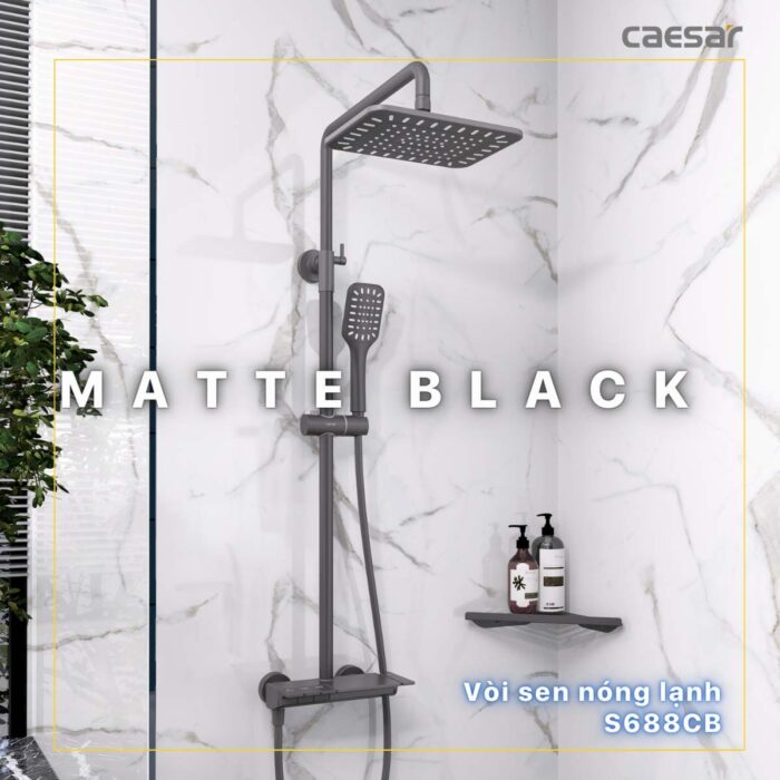 Vòi sen cây Caesar S688CB phím đàn nóng lạnh đen - Ảnh 7