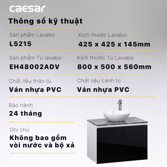 Tủ lavabo CAESAR L5215 EH48002ADV - Ảnh 4