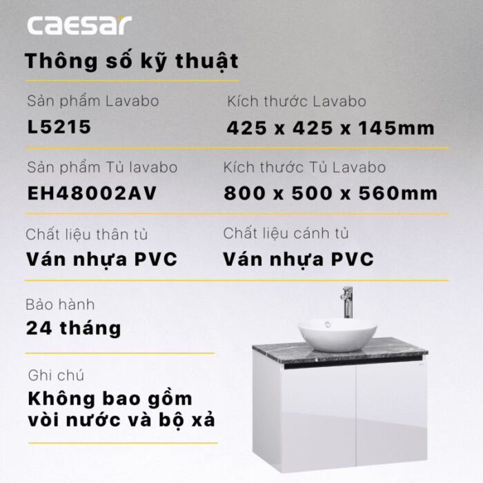 Tủ lavabo CAESAR L5215 EH48002AV - Ảnh 2
