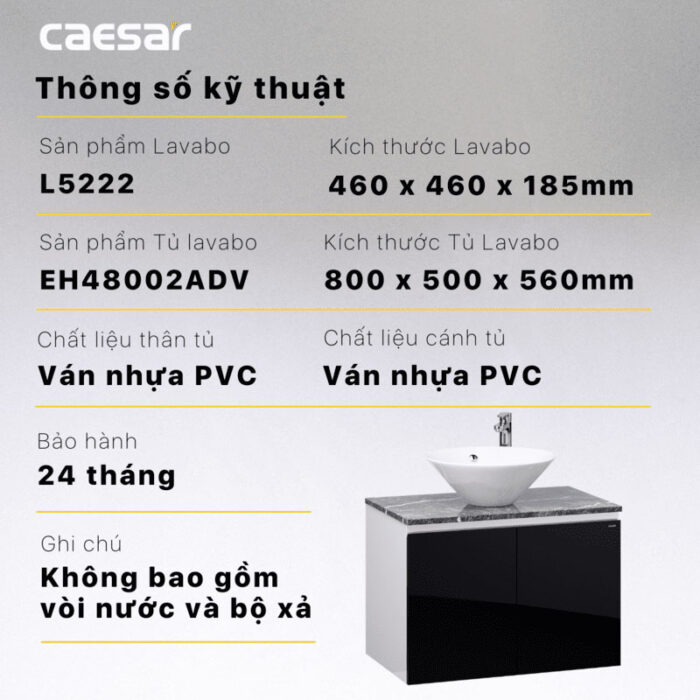 Tủ lavabo CAESAR L5222 EH48002ADV - Ảnh 4