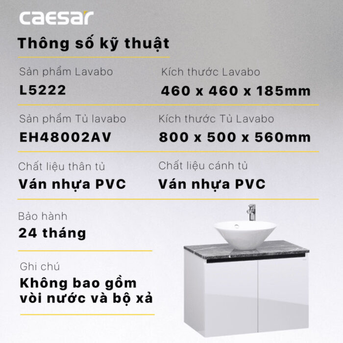 Tủ lavabo CAESAR L5222 EH48002AV - Ảnh 5