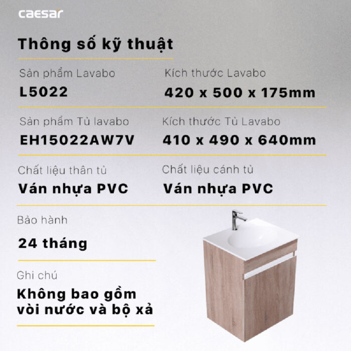Tủ lavabo CAESAR L5022 EH15022AW7V - Ảnh 2