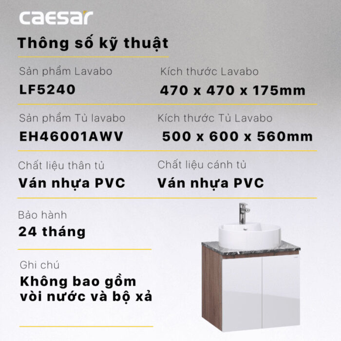 Tủ lavabo CAESAR LF5240 EH46001AWV - Ảnh 4