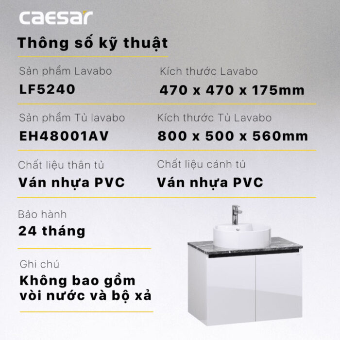 Tủ lavabo CAESAR LF5240 EH48001AV - Ảnh 4