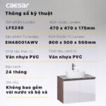 Tủ lavabo CAESAR LF5240 EH48001AWV - Ảnh 4