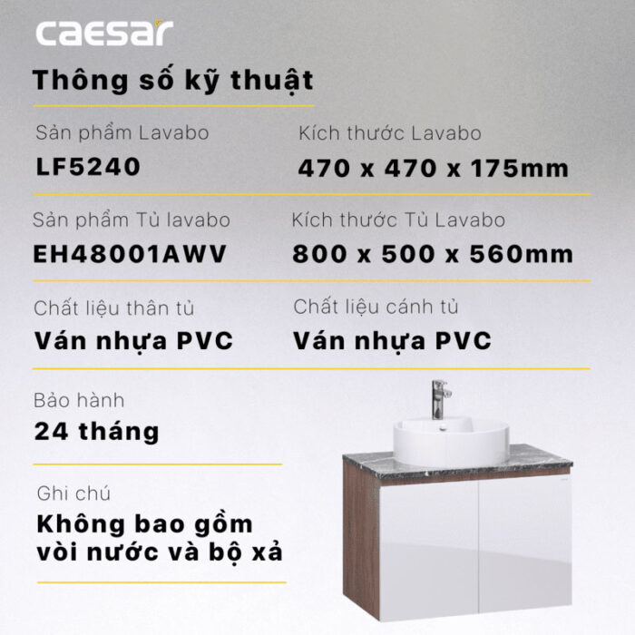 Tủ lavabo CAESAR LF5240 EH48001AWV - Ảnh 4