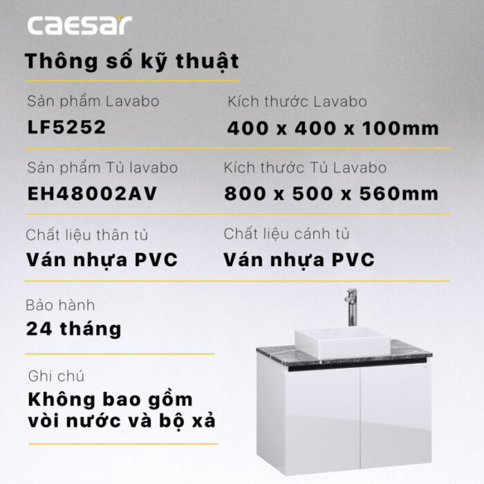 Tủ lavabo CAESAR LF5252 EH48002AV - Ảnh 3