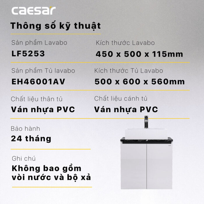Tủ lavabo CAESAR LF5253 EH46001AV - Ảnh 4