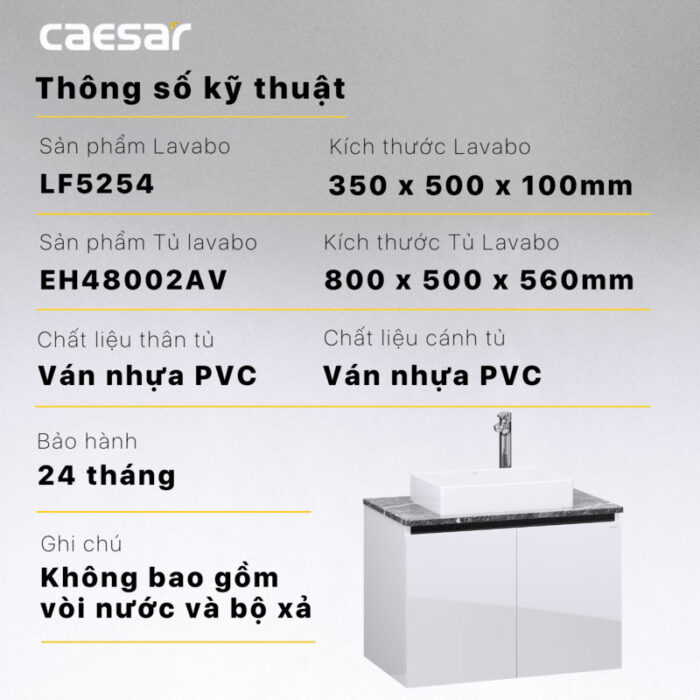 Tủ lavabo CAESAR LF5254 EH48002AV - Ảnh 4
