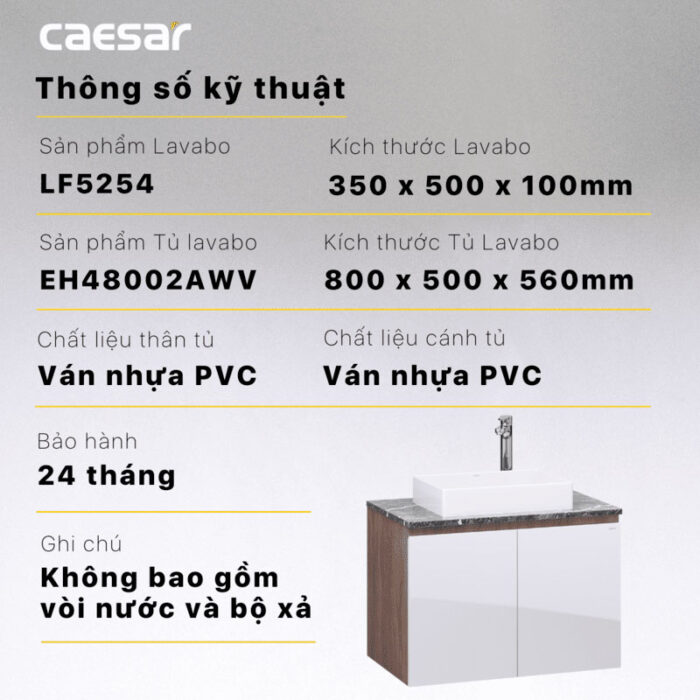 Tủ lavabo CAESAR LF5254 EH48002AWV - Ảnh 4
