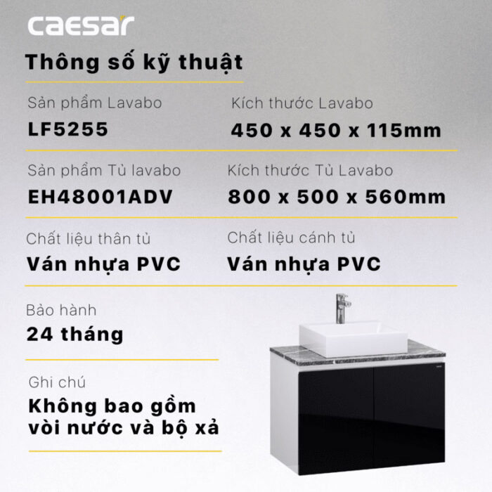 Tủ lavabo CAESAR LF5255 EH48001ADV - Ảnh 4