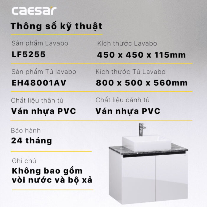Tủ lavabo CAESAR LF5255 EH48001AV - Ảnh 5