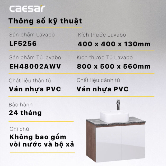 Tủ lavabo CAESAR LF5256 EH48002AWV - Ảnh 4