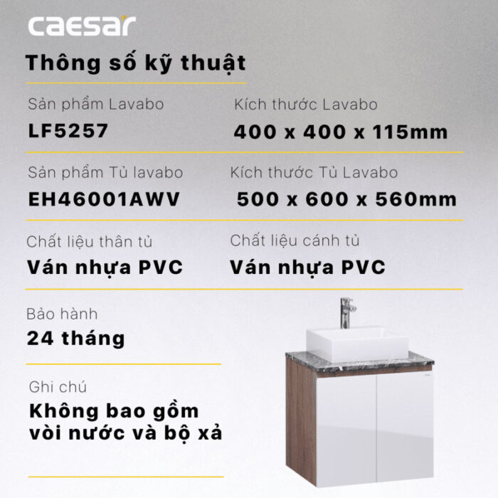 Tủ lavabo CAESAR LF5257 EH46001AWV - Ảnh 4