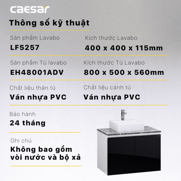 Tủ lavabo CAESAR LF5257 EH48001ADV - Ảnh 4