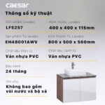 Tủ lavabo CAESAR LF5257 EH48001AWV - Ảnh 4
