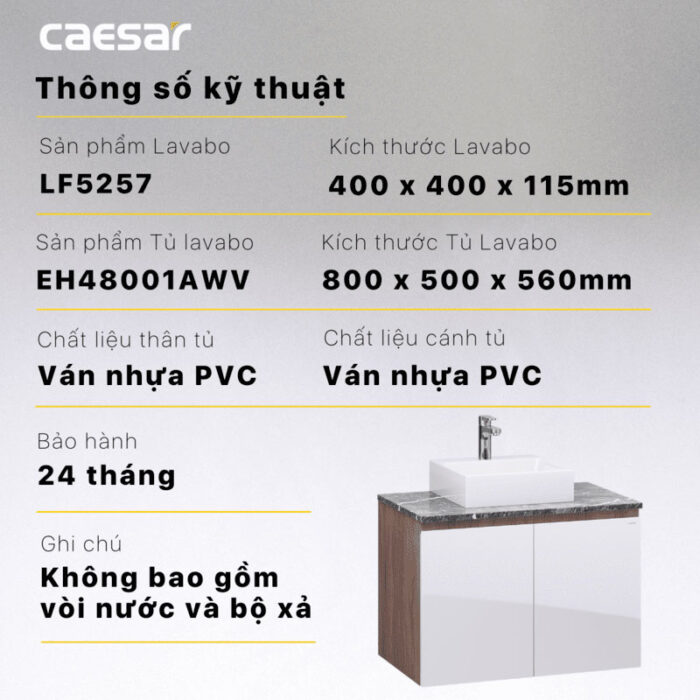 Tủ lavabo CAESAR LF5257 EH48001AWV - Ảnh 4