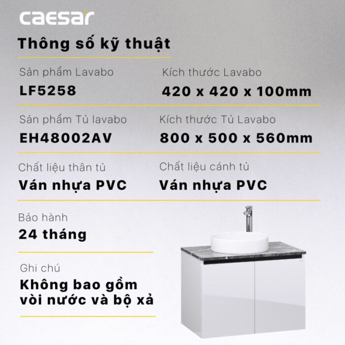 Tủ lavabo CAESAR LF5258 EH48002AV - Ảnh 4