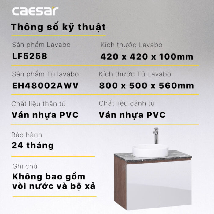 Tủ lavabo CAESAR LF5258 EH48002AWV - Ảnh 4