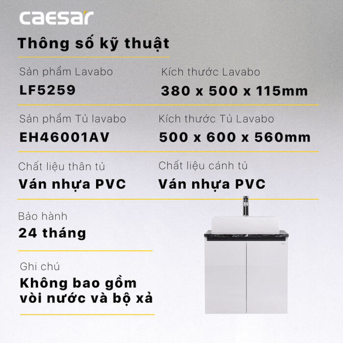 Tủ lavabo CAESAR LF5259 EH46001AV - Ảnh 4