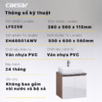 Tủ lavabo CAESAR LF5259 EH46001AWV - Ảnh 4