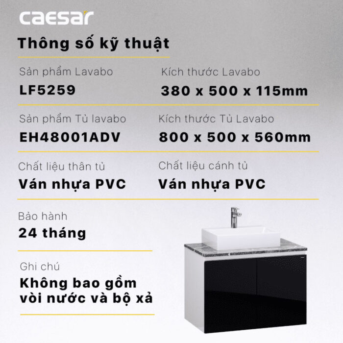 Tủ lavabo CAESAR LF5259 EH48001ADV - Ảnh 4